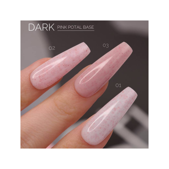 Nail base DARK PRO base Pink Potal No. 01, milky with potal, 15 ml, Color: Lactic, 3 image