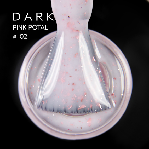 База для ногтей DARK PRO base Pink Potal №02, розовая с поталью, 15 мл, Цвет: Молочный