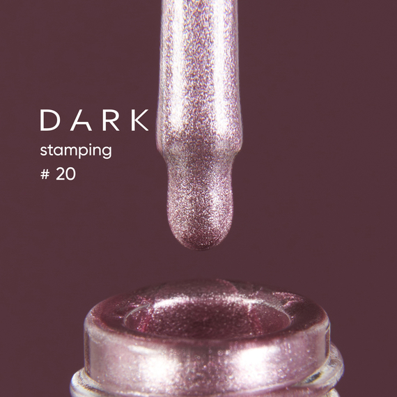 Лак для стемпинга DARK №20 розовый металлик, с липким слоем, 10 мл., Цвет: Розовый