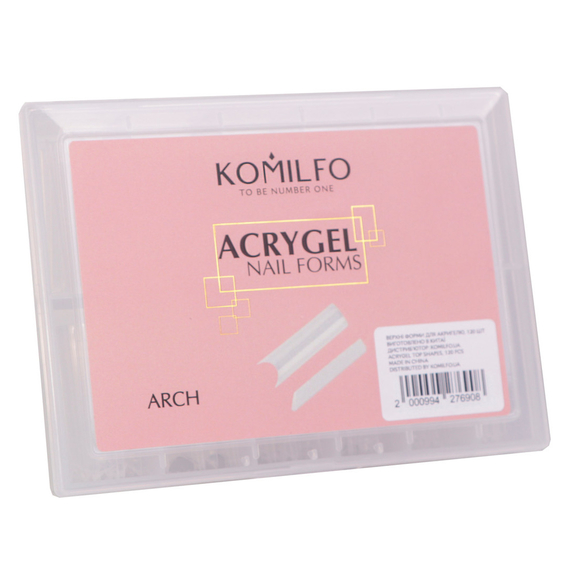 Верхні форми для нарощування Komilfo Acryl Gel Nail Forms Arch арочні, 120 шт