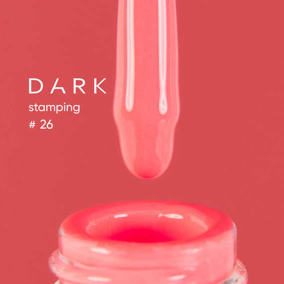 Лак для стемпинга DARK №26 коралловый неоновый, с липким слоем, 8 мл