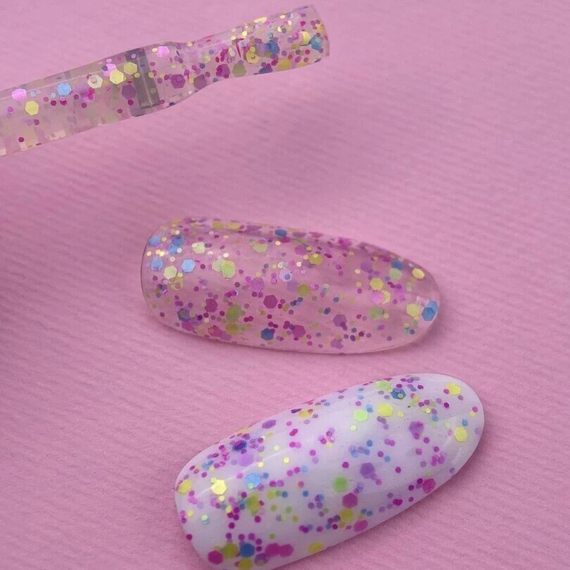 Топ для нігтів Luna Top Confetti, прозорий, з конфетті, без липкого шару, 13 мл, зображення 2