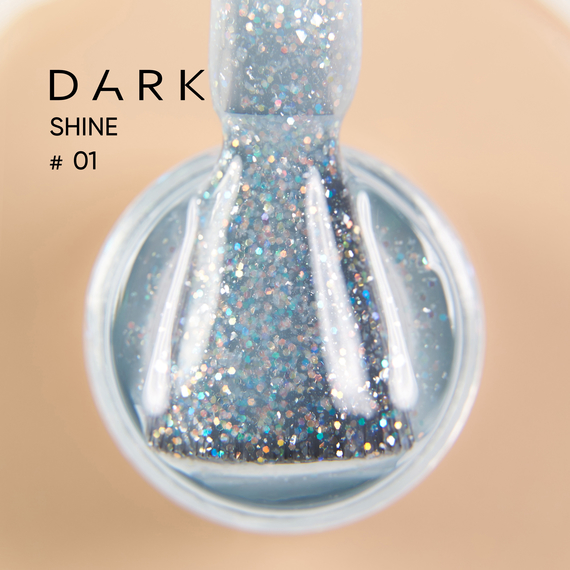 База для ногтей DARK PRO base Shine №01, молочно-голубая с блестками, 15 мл, Цвет: Молочный