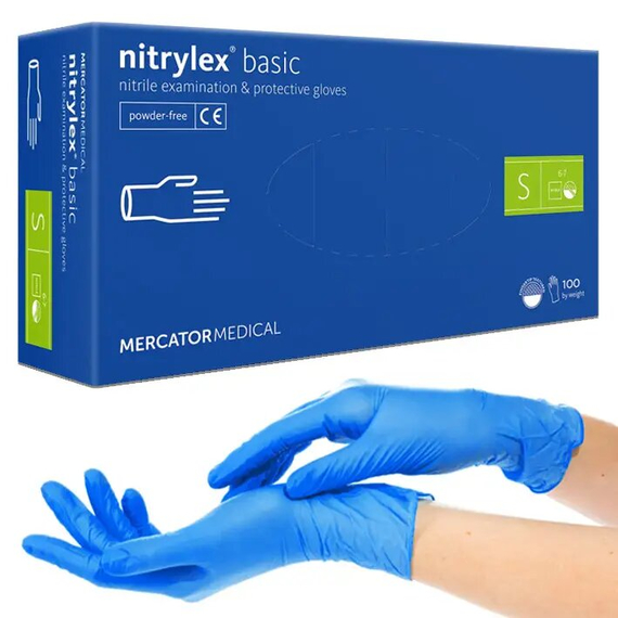 Перчатки синие нитриловые Nitrylex S, 100 шт