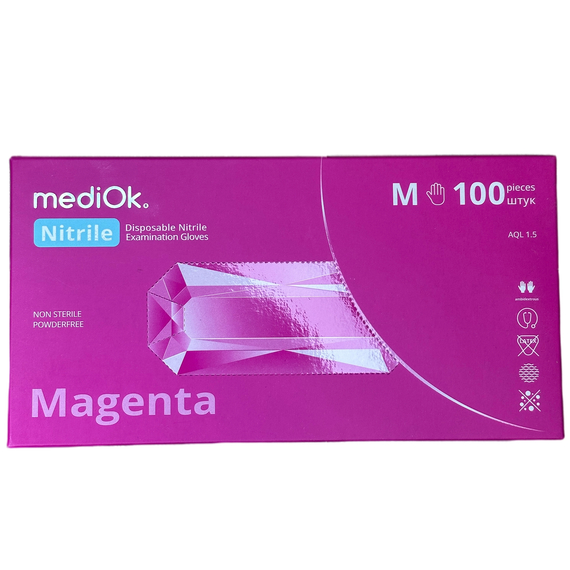 Bright pink nitrile gloves MediOk Rose Lake M, 100 pcs.