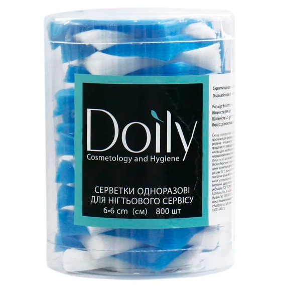 Серветки безворсові 6х6 см Doily різнокольорові, 400 шт