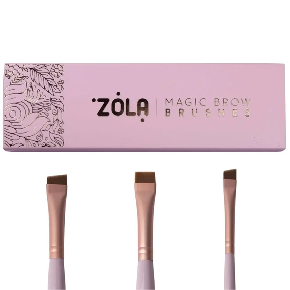 Набор кистей для бровей ZOLA Magic Brow Brushes, светло-розовые, 3 шт.