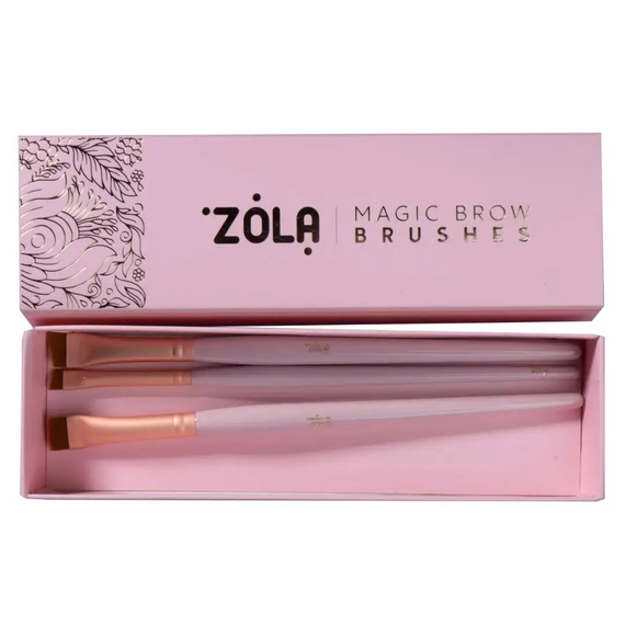 Набор кистей для бровей ZOLA Magic Brow Brushes, светло-розовые, 3 шт., изображение 2