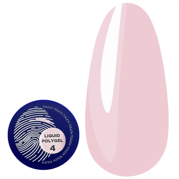 Acrylic gel for nails Touch Liquid Polygel No. 04, light pink, 15 ml, Color: Pink