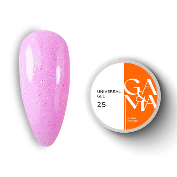 Гель универсальный GaMa Universal gel жидкий №25, розовый с блеском, 15 мл, Цвет: Розовый, Обьем: 15 мл