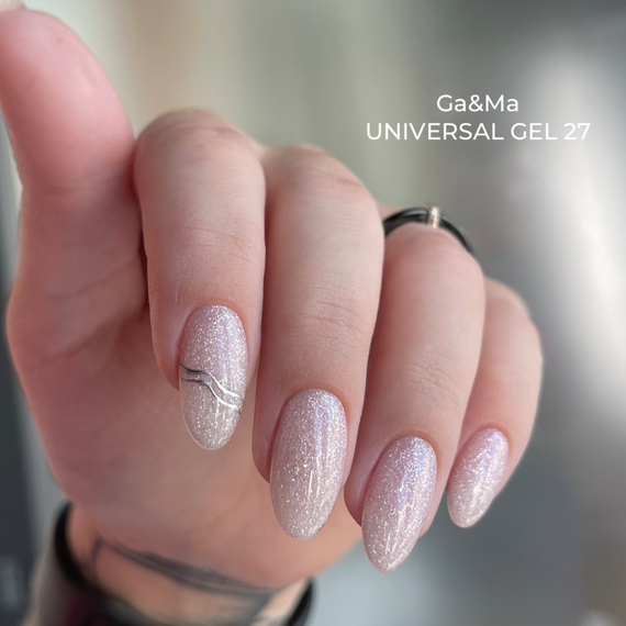 Гель універсальний GaMa Universal gel рідкий №27, ніжно-молочний з блиском, 30 мл, Колір: Молочний, Об`єм: 30 мл, зображення 5