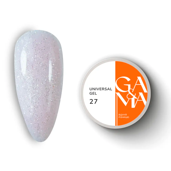Гель універсальний GaMa Universal gel рідкий №27, ніжно-молочний з блиском, 30 мл, Колір: Молочний, Об`єм: 30 мл