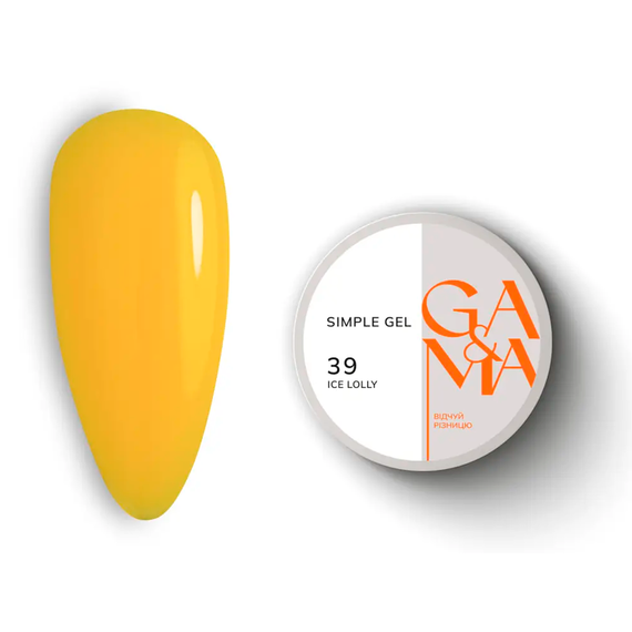 GaMa Simple gel No. 39 Ice Lolly, yellow, 30 ml, Color: Yellow