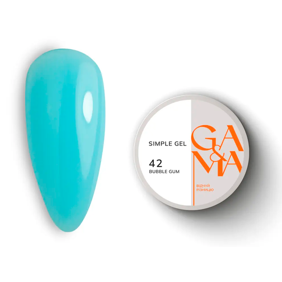 Гель GaMa Simple gel №42 Bubble Gum, блакитний, 30 мл, Колір: Блакитний
