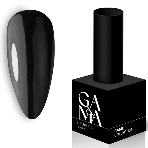 Гель-лак для ногтей GaMa Basic collection №001 черный, 15 мл, Цвет: Черный