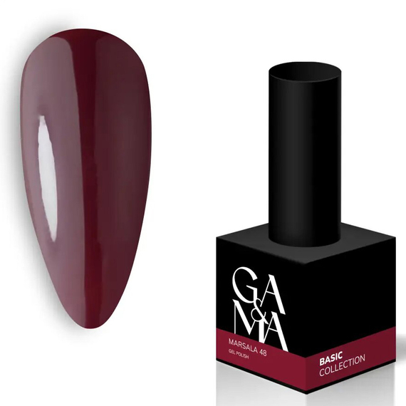 Гель-лак для нігтів GaMa Basic collection №048 марсала, 10 мл, Колір: Бордовий