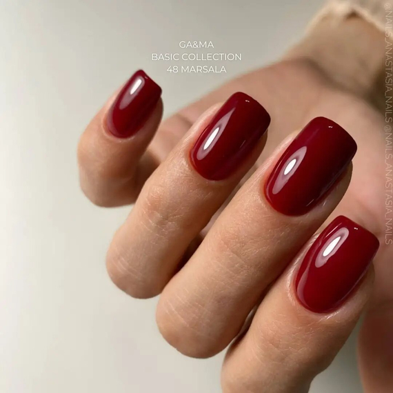 Гель-лак для нігтів GaMa Basic collection №048 марсала, 10 мл, Колір: Бордовий, зображення 2