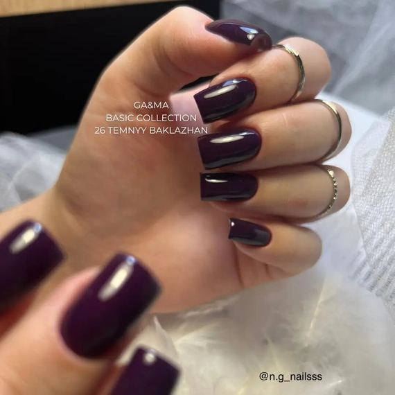Гель-лак для ногтей GaMa Basic collection №026, темный баклажан, 10 мл, Цвет: Бордовый, изображение 2