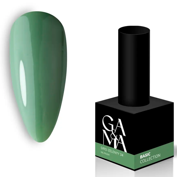Гель-лак для ногтей GaMa Basic collection №034 серо-зеленый, 10 мл, Цвет: Хаки