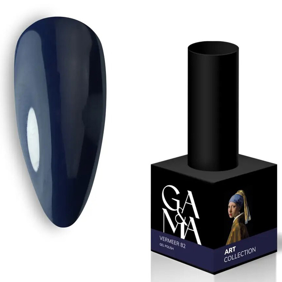 Gel nail polish GaMa Art collection #082 Vermeer dark blue, 10 ml, Color: Dark blue
