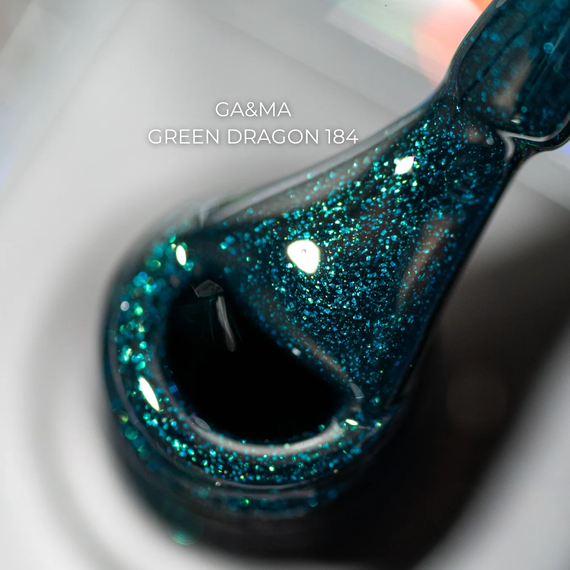 Гель-лак для нігтів GaMa Night collection №184 Green Dragon dragon, 10 мл, Колір: Зелений, зображення 2