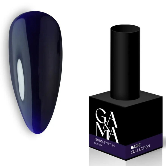 Гель-лак для ногтей GaMa Basic collection №024, темно-синий, 10 мл, Цвет: Синий