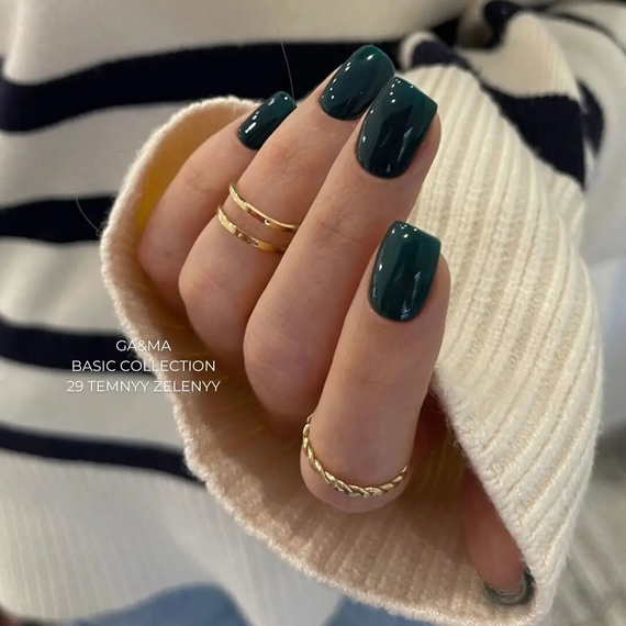 Gel nail polish GaMa Basic collection No. 029, dark green, 10 ml, Color: Green, 3 image