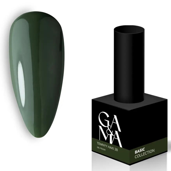 Gel nail polish GaMa Basic collection No. 029, dark green, 10 ml, Color: Green