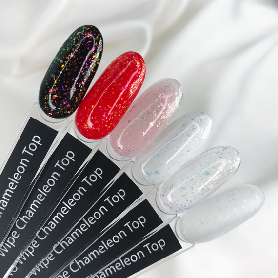 Komilfo No Wipe Chameleon Top, non-sticky, with unicorn flakes, 8 ml, 3 image