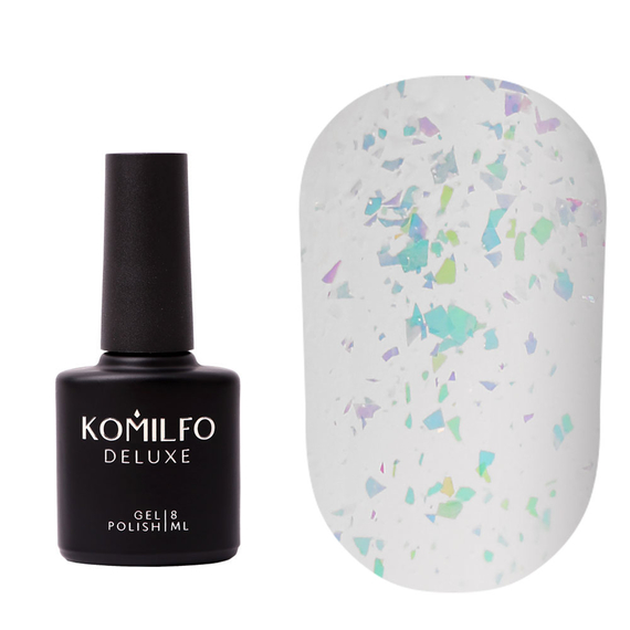 Komilfo No Wipe Chameleon Top, non-sticky, with unicorn flakes, 8 ml, 2 image