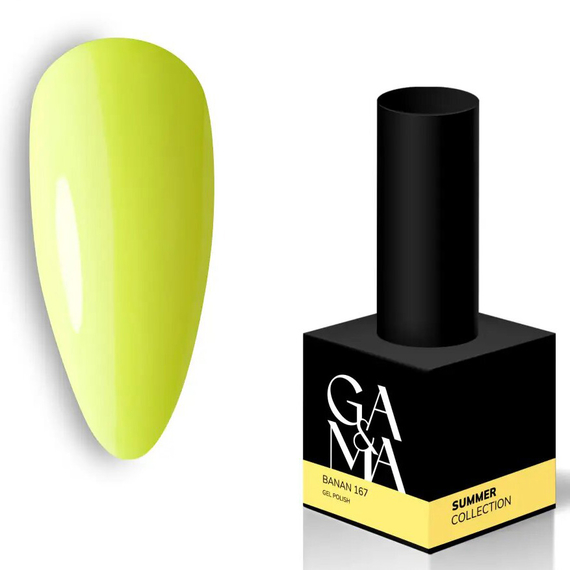 Гель-лак для нігтів GaMa Summer collection №167 Banan жовтий, 10 мл, Колір: Жовтий