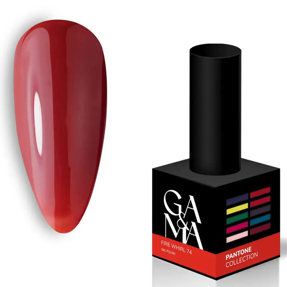 Гель-лак для ногтей GaMa Pantone №074 Fire Whirl, красный, 10 мл, Цвет: Красный