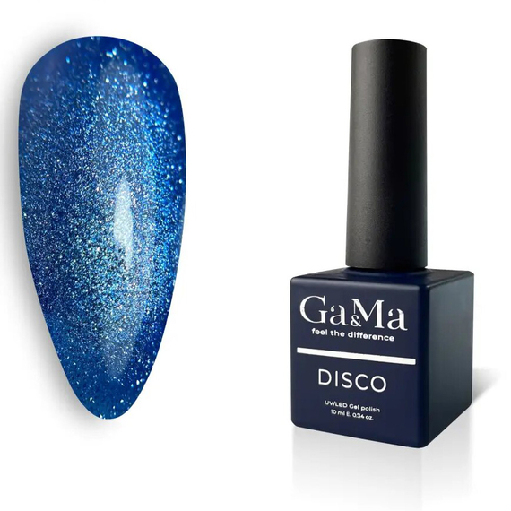 Гель-лак для нігтів GaMa Disco Cat №024, котяче око, синій, 10 мл, Колір: Синій