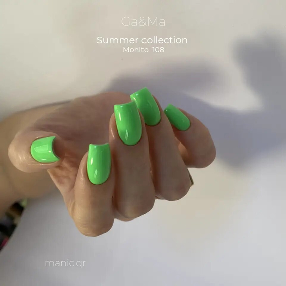 Gel nail polish GaMa Summer collection No. 108 Mohito, mojito, 10 ml, Color: Light green, 4 image