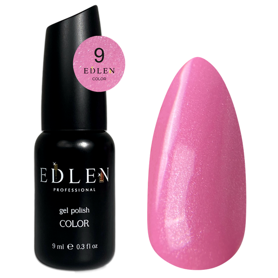 Gel polish Edlen Color No. 009 pink with microglitter, 9 ml, Color: Pink