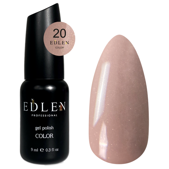 Гель-лак Edlen Color №020 рожеве какао з мікроблиском, 9 мл, Колір: Бежевий