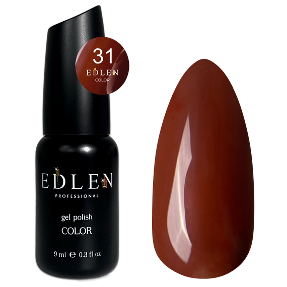 Gel polish Edlen Color No. 031 red-brown, 9 ml, Color: Brown