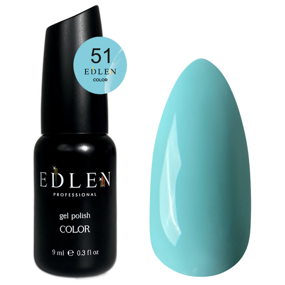 Гель-лак Edlen Color №051 светло-бирюзовый, 9 мл, Цвет: Бирюзовый