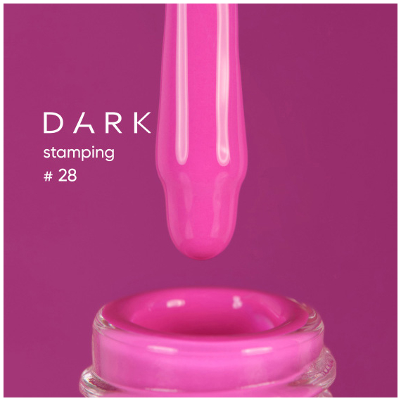 Лак для стемпінгу DARK №28 неоновий рожевий, з липким шаром, 10 мл, Колір: Рожевий