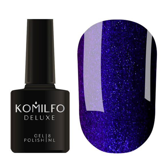 Gel polish Komilfo Deluxe Series No. D128 blue with shimmer, 8 ml, Color: Dark blue, Volume: 8 ml