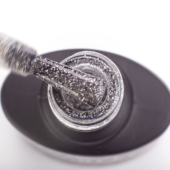 Гель-лак Komilfo DeLuxe Series №G004 темное серебро с блестками, 8 мл, изображение 2