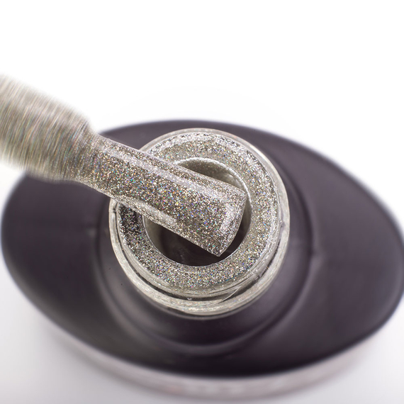 Гель-лак Komilfo DeLuxe Series №G008 серебряный с голографическими блестками, 8 мл, изображение 2