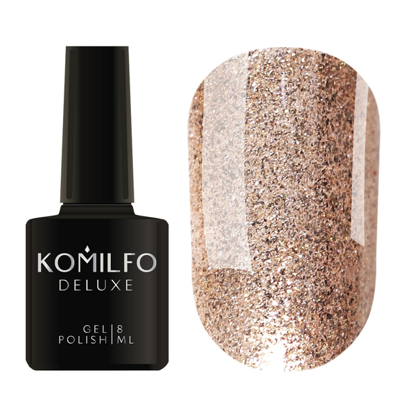 Gel-lacquer Komilfo DeLuxe Series No. G009 bright gold saturated micro-glitter, 8 ml, Color: Gold, Volume: 8 ml