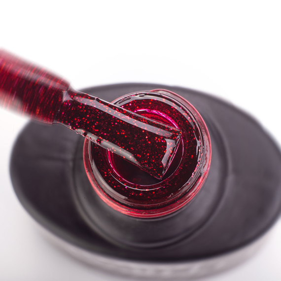 Гель-лак Komilfo DeLuxe Series №G015 темно-червоний мікроблиск, 8 мл, Колір: Червоний, Об`єм: 8 мл, зображення 2