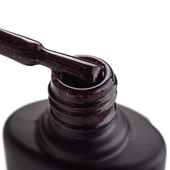 Гель-лак Komilfo DeLuxe Series №G024 черный с красными блестками, 8 мл, Цвет: Черный, Обьем: 8 мл, изображение 3