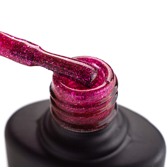 Гель-лак Komilfo DeLuxe Series №G026 насичений рожевий з світло рожевими блискітками, 8 мл, Колір: Рожевий, Об`єм: 8 мл, зображення 2