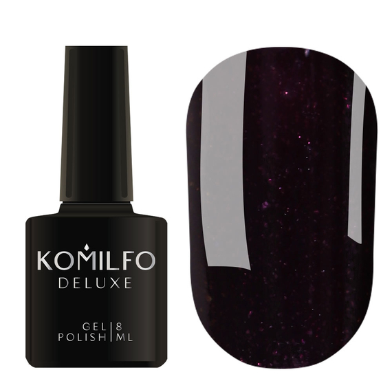 Gel polish Komilfo Deluxe Series No. D301 black-burgundy with microglitter, 8 ml, Color: Burgundy, Volume: 8 ml
