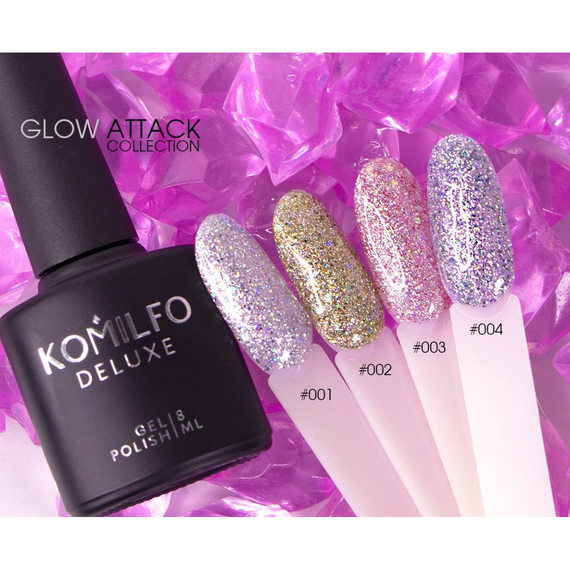 Гель-лак Komilfo Glow Attack №003, 8 мл, Колір: Рожевий, зображення 3