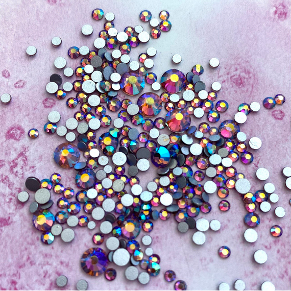 Стразы Синий хамелеон микс размер, 400 шт