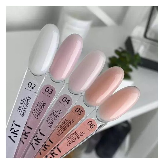 Акрил-гель ART Polygel №02 Milky White молочный, 15 мл, Цвет: Молочный, изображение 3